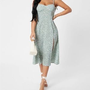 Shirred back, thigh split, floral cami dress